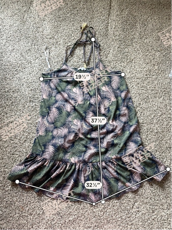 Blue Island Tropical Print Ruffle-Hem Slip Dress/Tunic - multi use sleeves - Picture 7 of 7